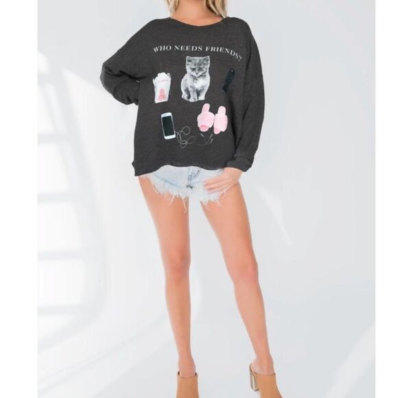 NWT Wildfox Who Needs Friends Pullover - Picture 3 of 9